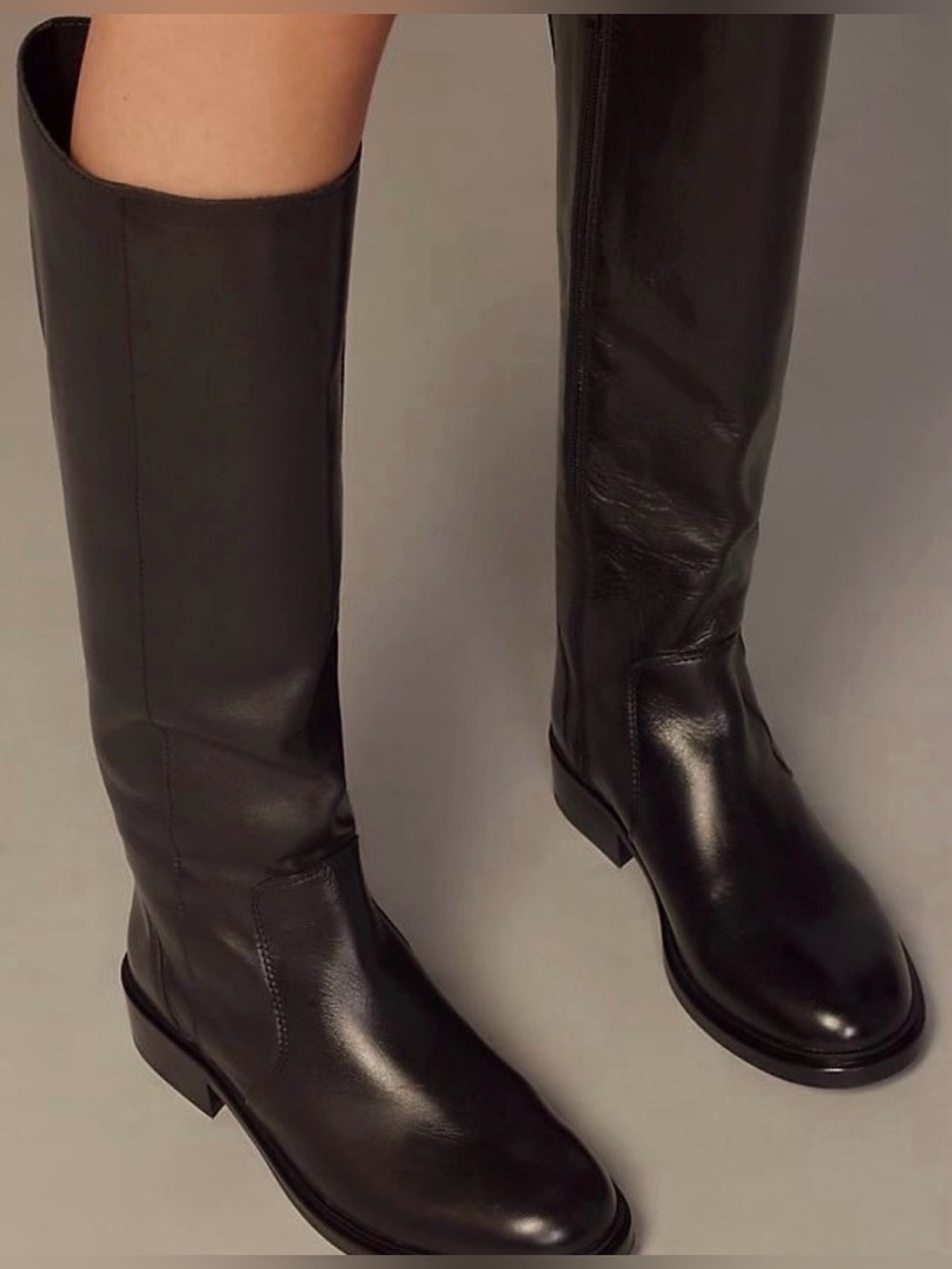 By Anthropologie Tall Riding Leather Boots Wide Calf